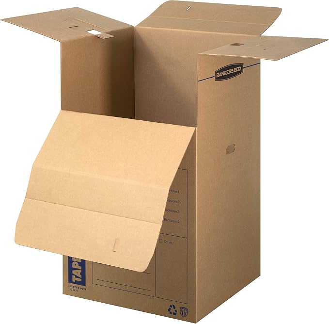 Bankers Box Tall Wardrobe Box 3 Pack, Tape-Free Design, 24-in x 24-in x 40-in - Image 3