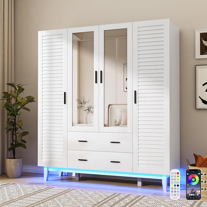 jiteentarou 4 Door Armoire Wardrobe Closet Cabinet - Image 8