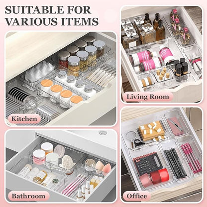 DILIBRA 12 Pcs Clear Extendable Drawer Organizer, Adjustable Drawer Storage - Image 4