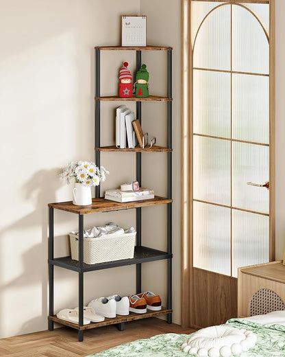 6-Tier Corner Shelf, Industrial Corner Bookshelf - Image 3
