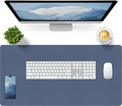 Bloss Grey Blue Desk Mat, Leather Desk Matt by Bloss