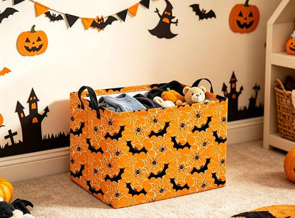 Halloween Basket Cute Baskets for Kids Pumpkin Basket Rectangular Storage Bin - Image 4