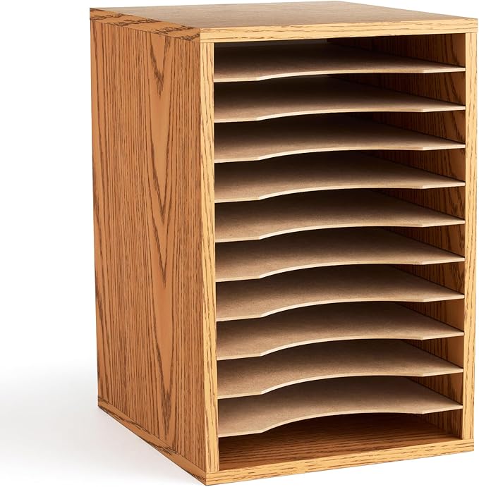 Safco Vertical Desktop Sorter, Wooden Paper Organizer by SafcoProducts