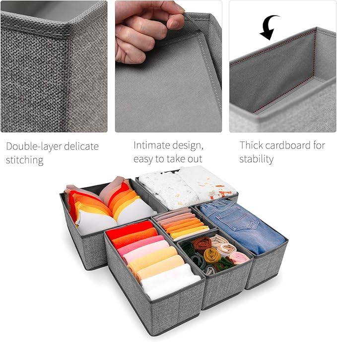 Criusia Foldable Underwear Drawer Organizer, Closet Dividers, Storage Box - Image 2