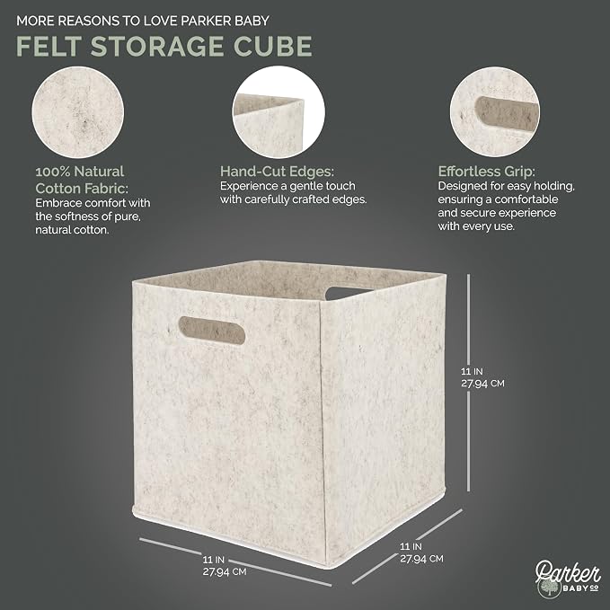 Parker Baby Felt Foldable Storage Cube Bin - Image 2