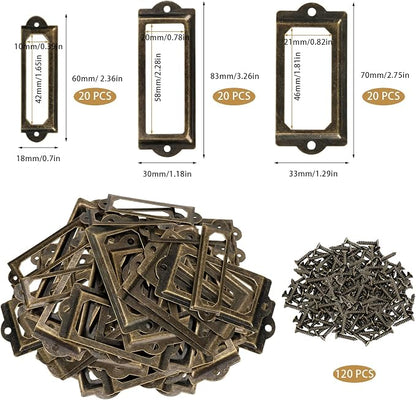 60 Pcs Office Library File Drawer Cabinet Card Tag Label Holder Metal Frame - Image 7