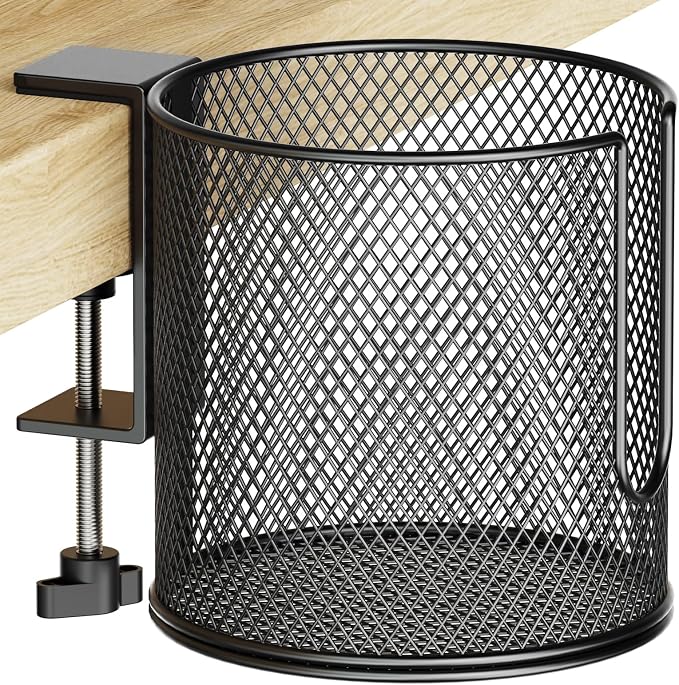 Large Desk Cup Holder, Fully Covered Anti-Spill Clip on Table Cup Holder by HzTinT