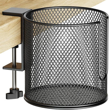 Large Desk Cup Holder, Fully Covered Anti-Spill Clip on Table Cup Holder by HzTinT