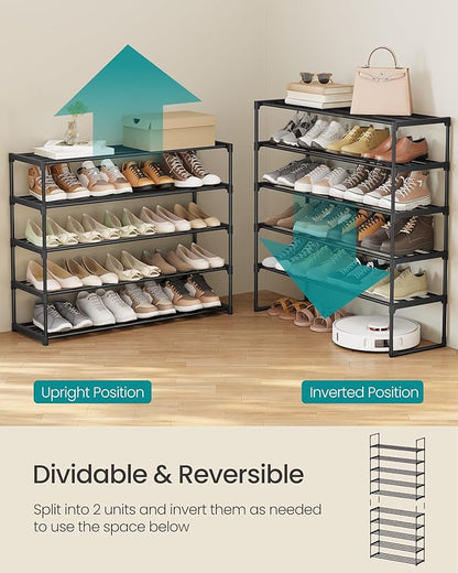 SONGMICS Shoe Rack, 10-Tier Shoe Organizer, Metal Storage Shelf, Upright or - Image 5