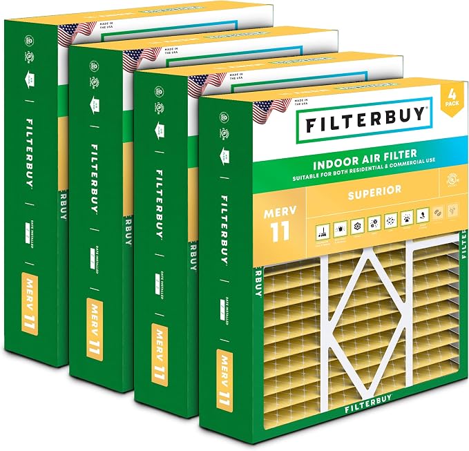 Filterbuy 20x20x5 Air Filter MERV 11 Superior Pet & Allergy Defense, Pleated by Filterbuy