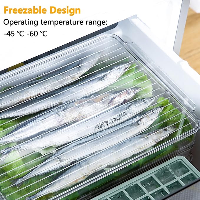 vacane Stackable Freezer Organizer, Flat Produce Saver Sliced Cheese Container - Image 2