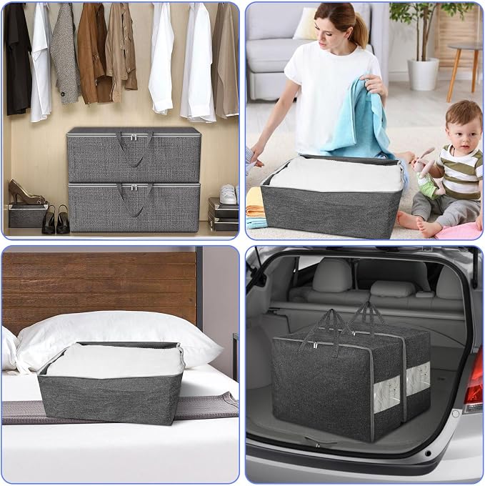 84L Extra Large Storage Bags, Folding Moving Comforter Blanket Storage Bags - Image 6