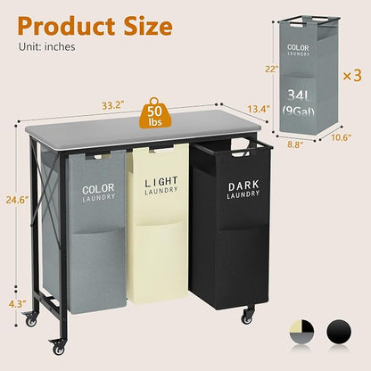 Gewudraw 3 Section Laundry Sorter - Image 2