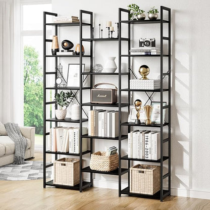 NUMENN Triple Column 6 Tier Bookshelf, Bookcase - Image 4