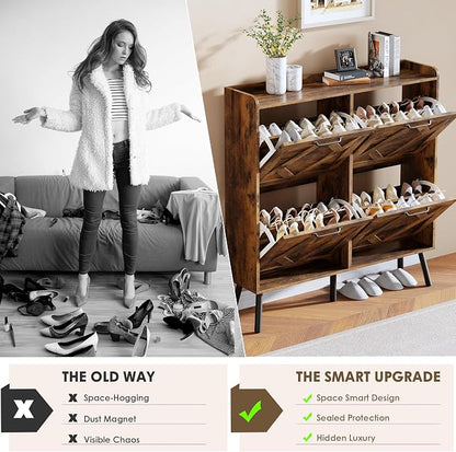 Nicetree Shoe Cabinet Storage for Entryway, Freestanding Shoe Storage Cabinet - Image 9
