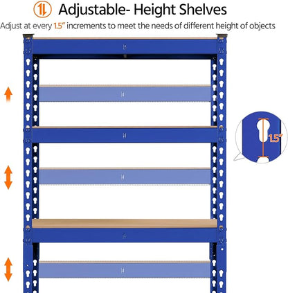Topeakmart 3 PCS 5-Tier Utility Shelves, Metal Storage Shelves Garage Shelving - Image 9