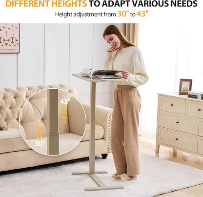 Overbed Table with Hidden Wheels, Height Adjustable Medical Bed Table Hospital - Image 3