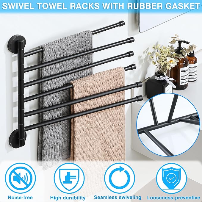 Alise Swivel Towel Rack, Folding 6 Arms Hand Towel Bars Towel Hanger - Image 6