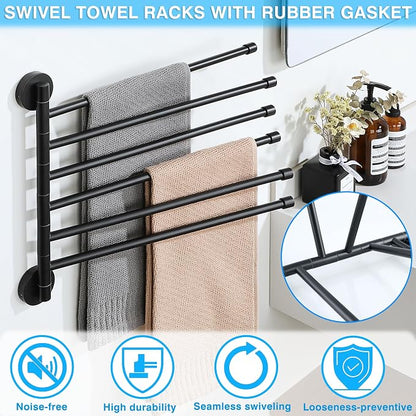 Alise Swivel Towel Rack, Folding 6 Arms Hand Towel Bars Towel Hanger - Image 6