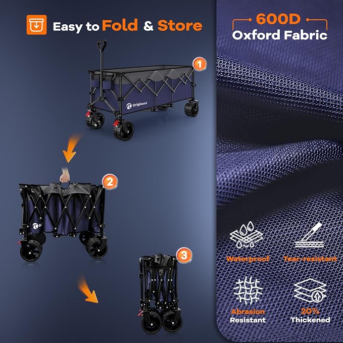 48" L Collapsible Beach Wagon Cart Foldable, 560LB Weight Capacity 300L Heavy - Image 9