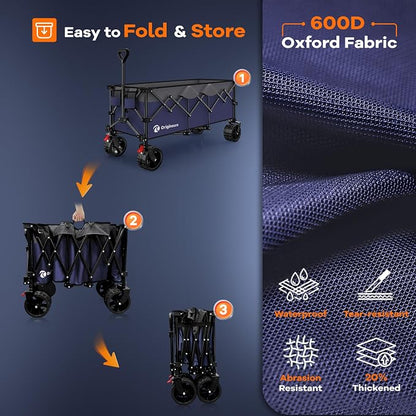 48" L Collapsible Beach Wagon Cart Foldable, 560LB Weight Capacity 300L Heavy - Image 9