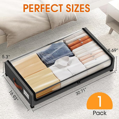 Under Bed Storage with Wheels 1Pack Storage Containers with Clear Window&Label - Image 2