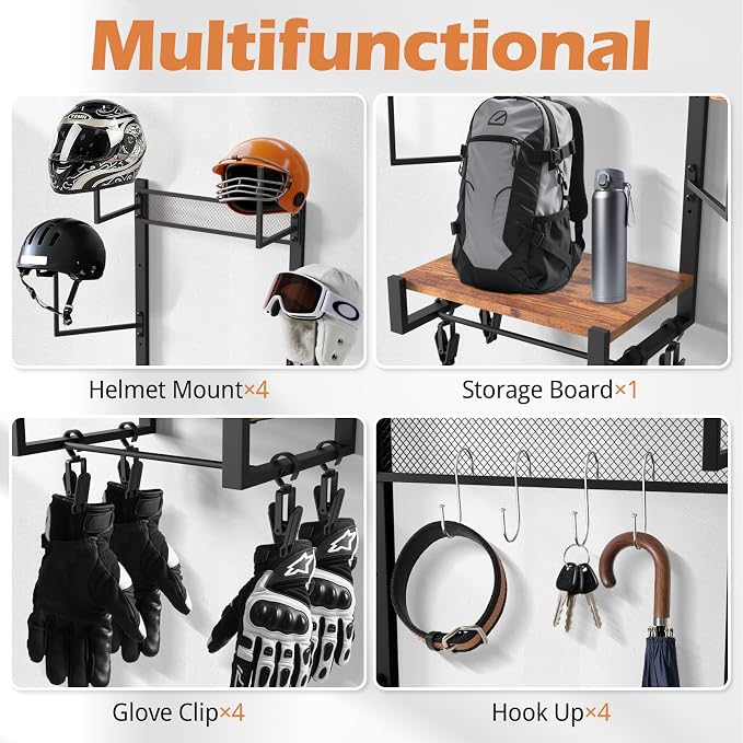 TheElves Motorcycle Helmet Holder Wall Mount, Heavy-Duty Helmet Rack - Image 6