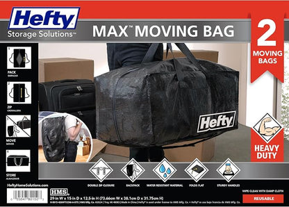 Hefty Moving Bag – Extra Large Double Zipper Backpack – Heavy Duty, Water - Image 2
