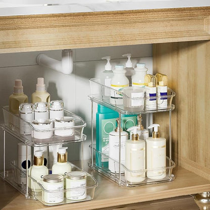 Delamu 2-Tier Under Sink Organizers and Storage, Pull Out Kitchen Pantry - Image 3