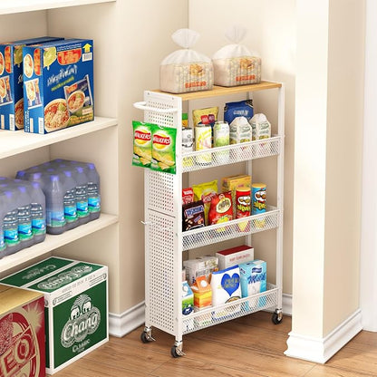 Utility Slim Storage Cart 4 Tier Small Rolling Kitchen Laundry Room - Image 6