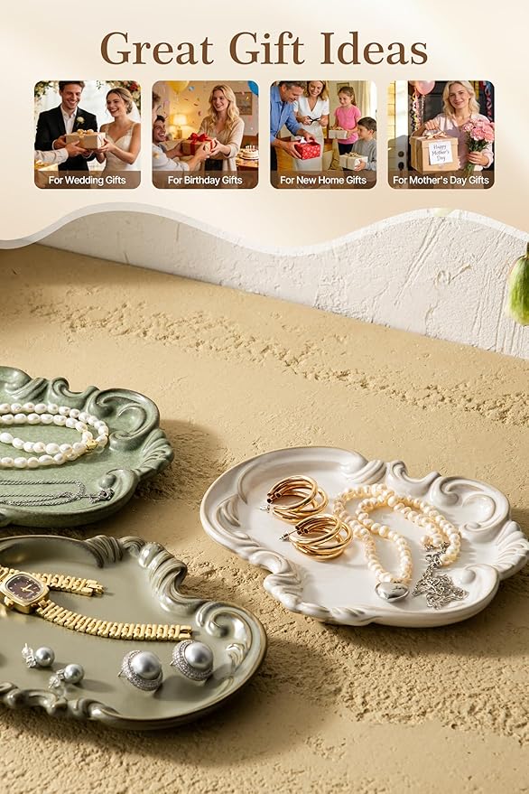 LYEOBOH Jewelry Tray, Ceramic Trinket Dish, Jewelry Dish - Image 5