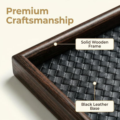 Wooden Valet Tray with Leather Base - Image 8