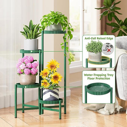 4-Tier Metal Plant Stand Indoor Outdoor, Corner Tall Plant Shelf - Image 4