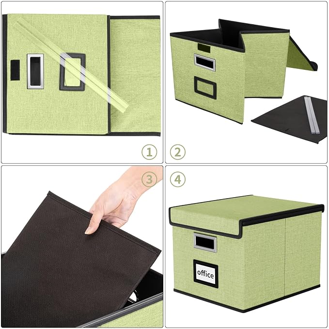 File Organizer Box with Lids, Collapsible File Folder Organizer | File Box with - Image 7