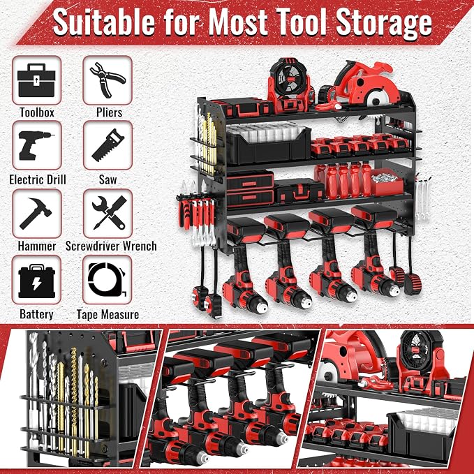 Power Tool Organizer Wall Mount, Metal Power Tool Storage Rack - Image 3