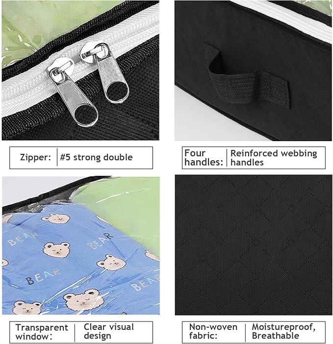 6 Pack Under Bed Storage Containers Organizer, Large Capacity Underbed Clothes - Image 4