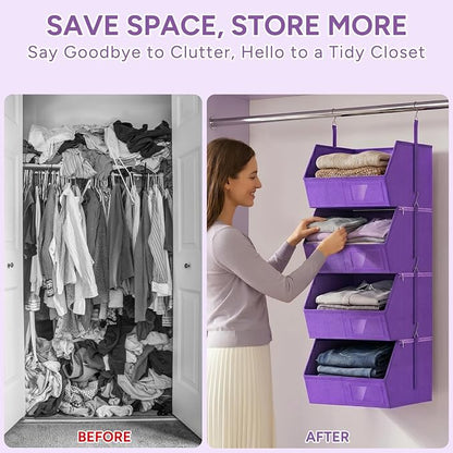 2 Pack 4-Tier Hanging Closet Organizer, Detachable Hanging Storage Shelves - Image 5