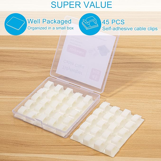 Adhesive Cable Clips White, Upgraded Wire Clips - Image 2