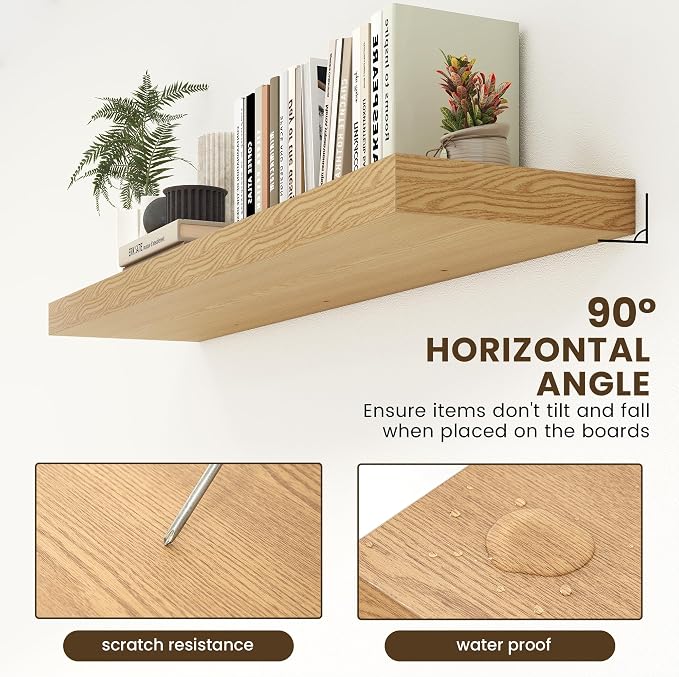FLYJOE Deep Floating Shelves, 55 Inch Oak Shelves Set of 1 | 12 Inch Deep - Image 6