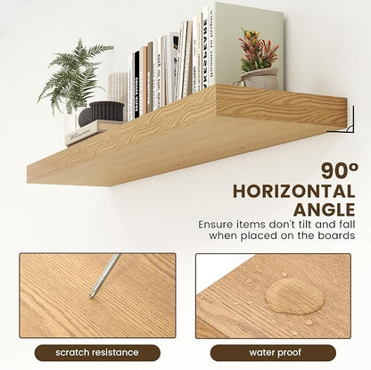 FLYJOE Deep Floating Shelves, 55 Inch Oak Shelves Set of 1 | 12 Inch Deep - Image 6