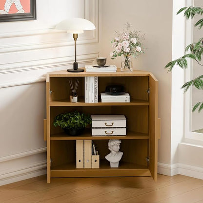 Casaphoria Farmhouse Corner Cabinet, Wooden Corner Storage Cabinet - Image 5