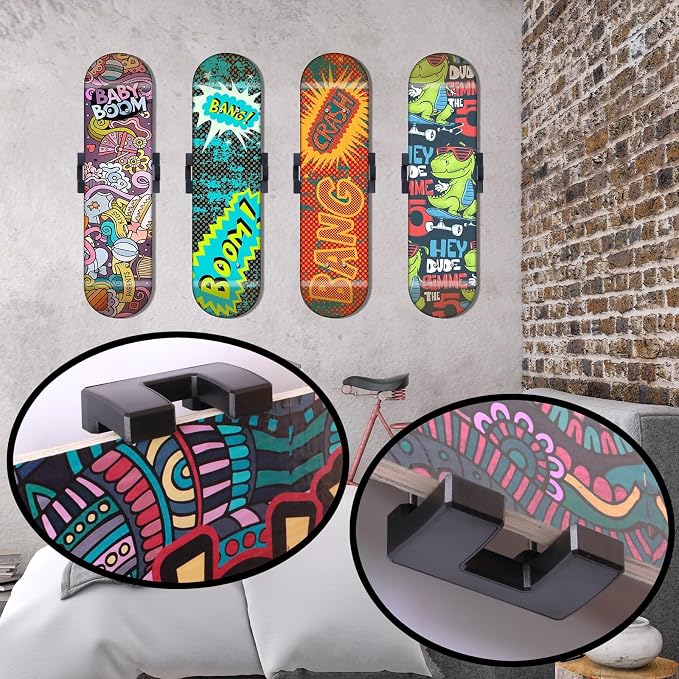 2 Set Skate deck wall mount, 360° rotatable skateboard wall mount, Floating - Image 6
