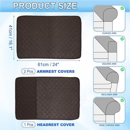 uxcell 3 PCS Armrest Covers, Couch Arm Cover Furniture Protect Slide Recliner - Image 2
