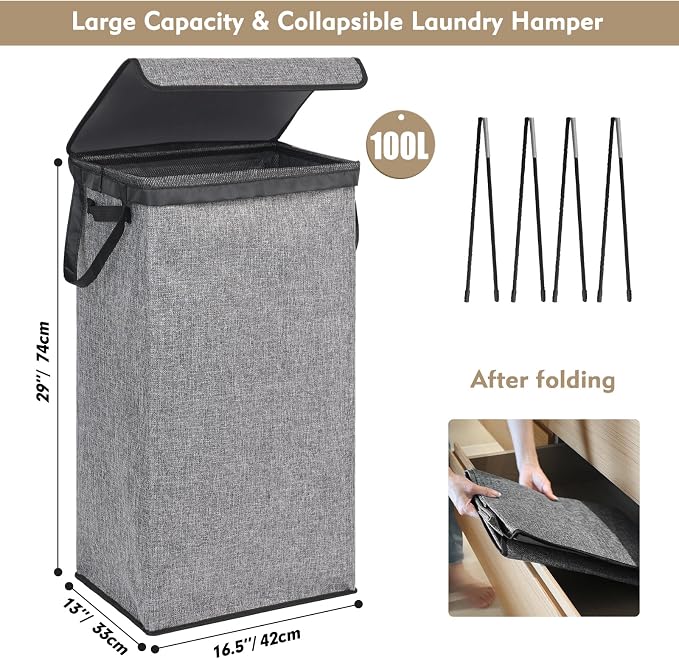 DOKEHOM 100L Laundry Basket - Image 3