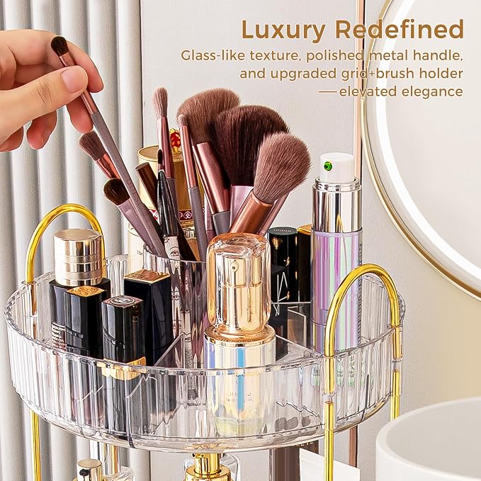 360° Rotating Makeup Organizer, Upgraded 3 Tier Skincare Perfume Organizers - Image 4