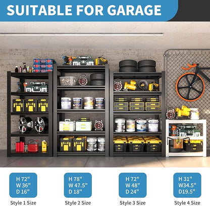 31.5" H Metal Storage Shelving, 1500LBS Heavy Duty Shelves Unit, Adjustable 3 - Image 5
