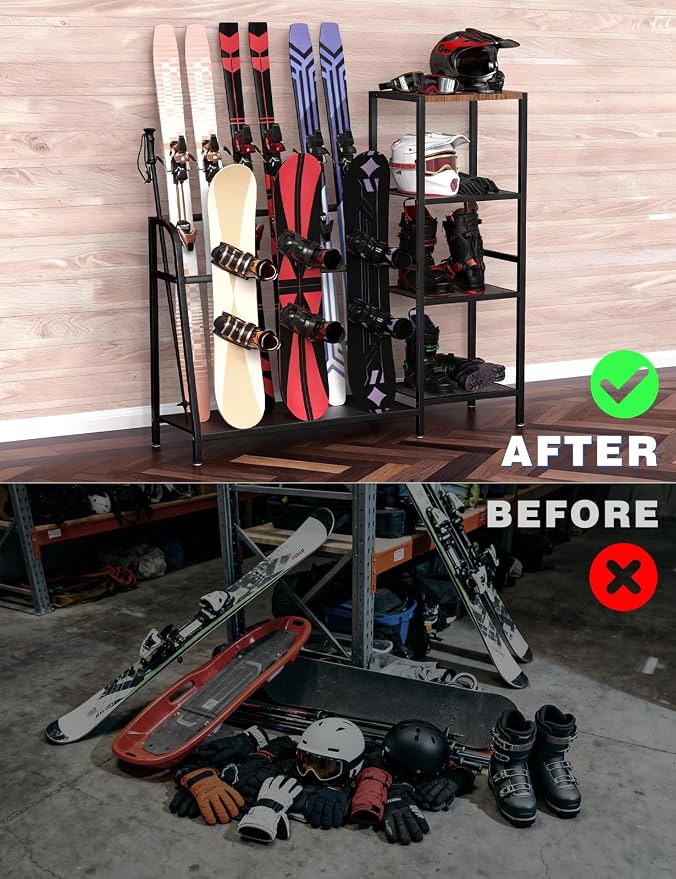 sogiv 4-Tier Freestanding Snowboard Rack, Ski Storage Rack, Ski Holders - Image 5