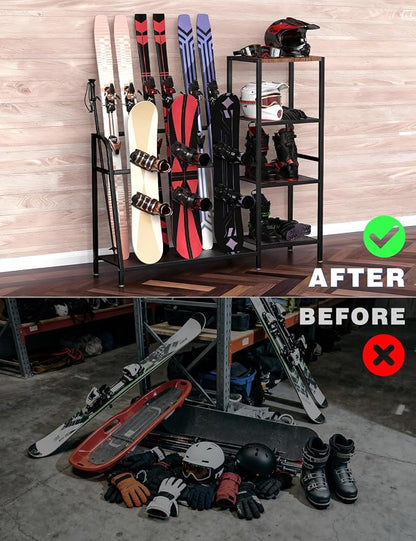 sogiv 4-Tier Freestanding Snowboard Rack, Ski Storage Rack, Ski Holders - Image 5