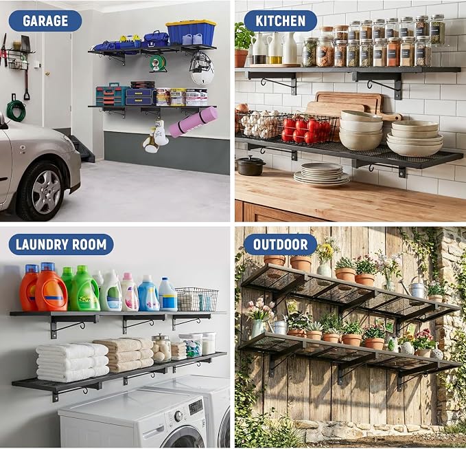 2 Pack Garage Wall Shelf, Heavy Duty Garage Shelving, Metal Hanging Storage Rack - Image 8