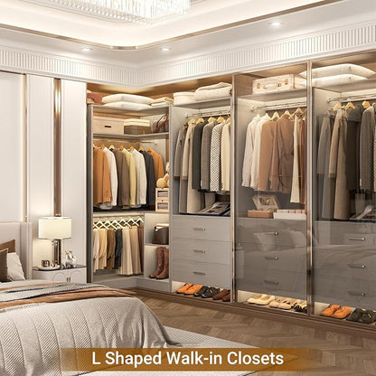 Aheaplus Closet System with 3 Drawers, 2 Hanging Rods & Corner Tower, Corner - Image 4